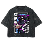 Playera streetwear premium de anime y gaming ExtraLife MX, corte boxy deluxe mineral wash heavyweight en color Acid Wash, moda urbana mexicana de culto.