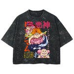 Playera streetwear premium de anime y gaming ExtraLife MX, corte boxy deluxe mineral wash heavyweight en color Acid Wash, moda urbana mexicana de culto.