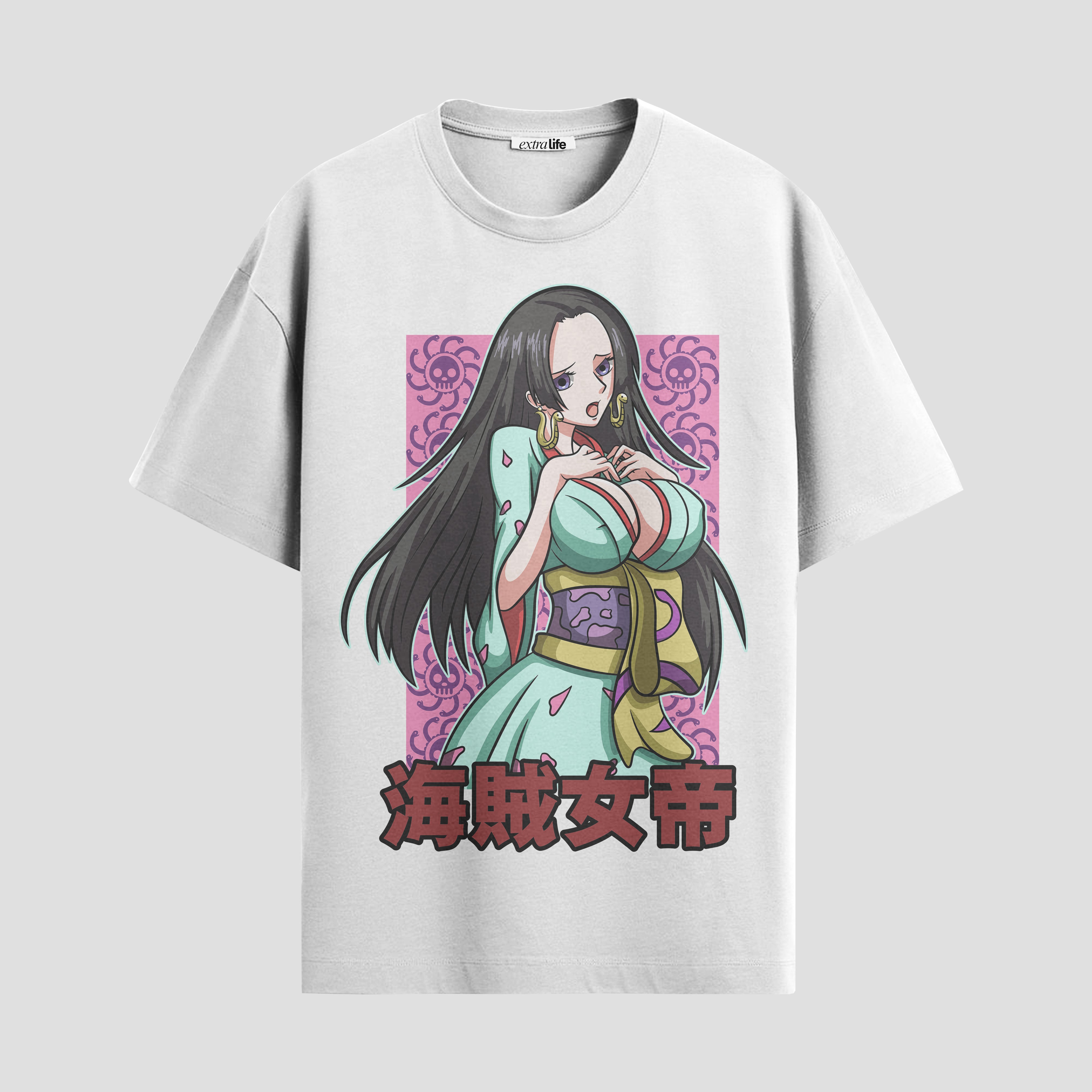 Playera urbana de anime y gaming ExtraLife MX, corte Standard Fit unisex ligero y transpirable en color Deep Black y Pure White, ropa de uso diario para gym y casual.