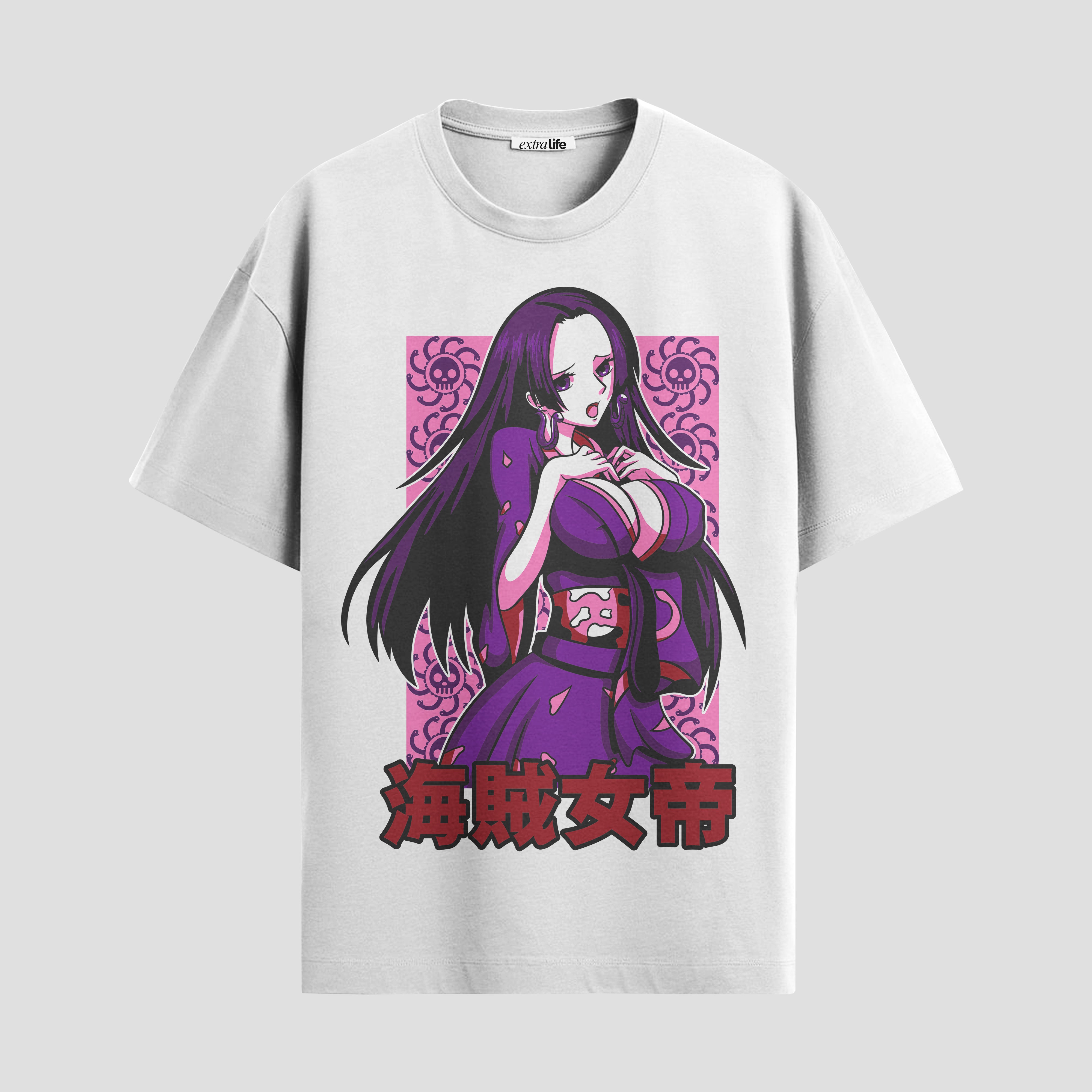 Playera urbana de anime y gaming ExtraLife MX, corte Standard Fit unisex ligero y transpirable en color Deep Black y Pure White, ropa de uso diario para gym y casual.
