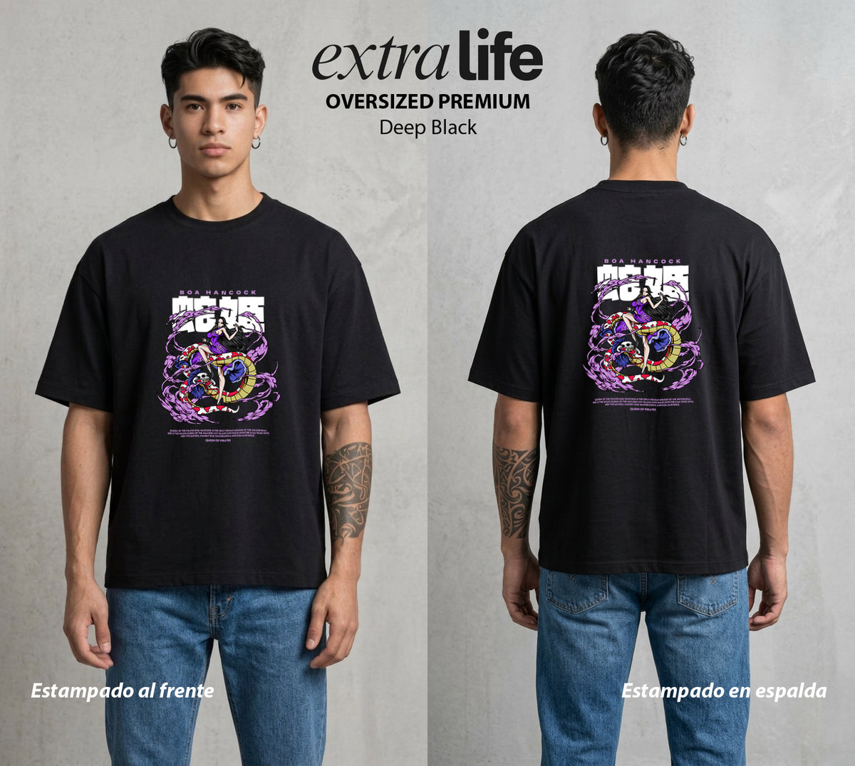 Mar de los Piratas | La Emperatriz del Mar #03043 - Playera Oversized Premium | Deep Black - Foto en modelo