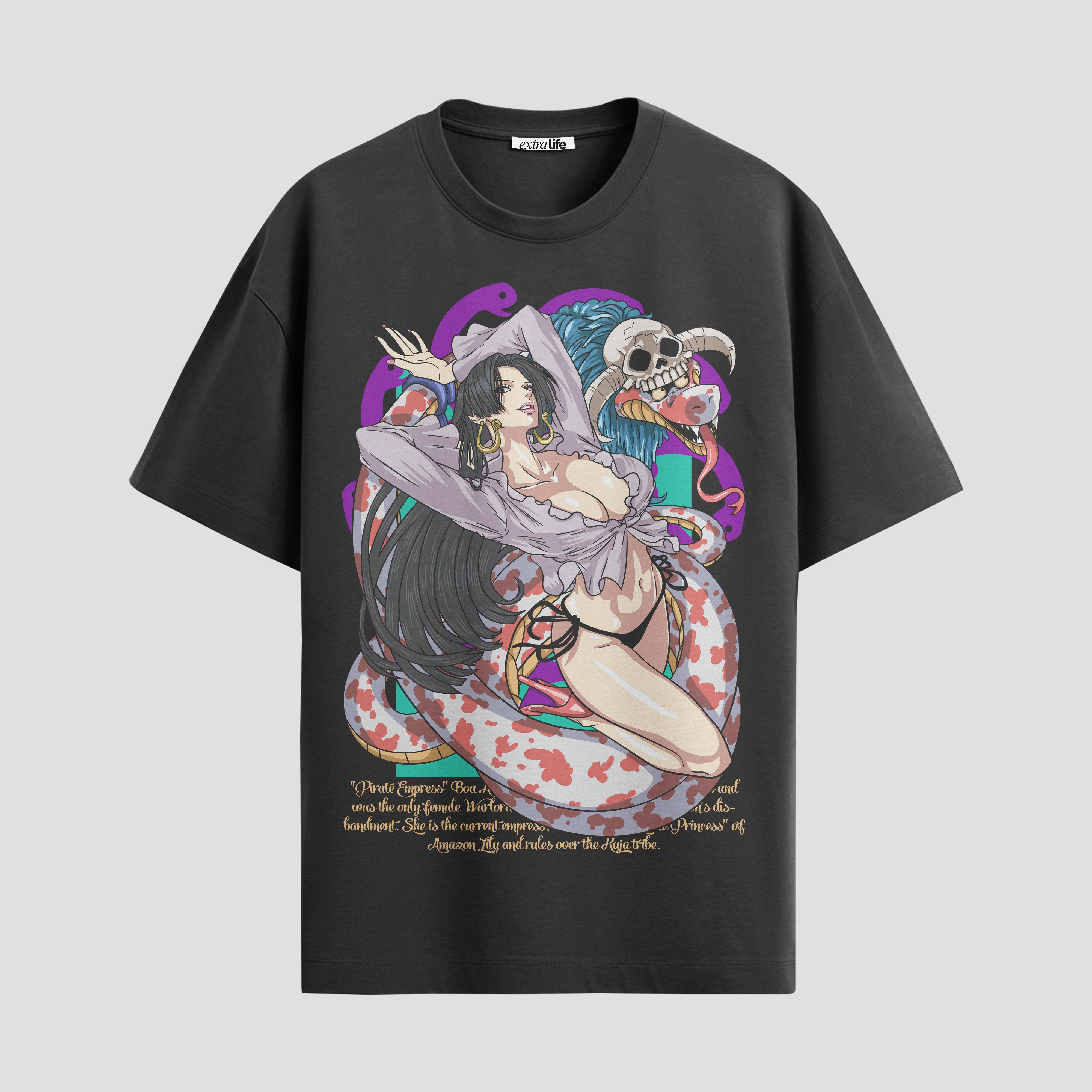 Playera urbana de anime y gaming ExtraLife MX, corte Standard Fit unisex ligero y transpirable en color Deep Black y Pure White, ropa de uso diario para gym y casual.