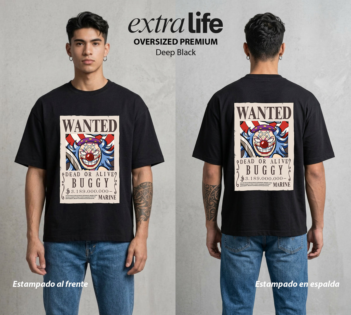 Mar de los Piratas | El Payaso del Mar Se Busca #03056 - Playera Oversized Premium | Deep Black - Foto en modelo
