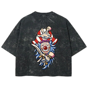 Playera streetwear premium de anime y gaming ExtraLife MX, corte boxy deluxe mineral wash heavyweight en color Acid Wash, moda urbana mexicana de culto.