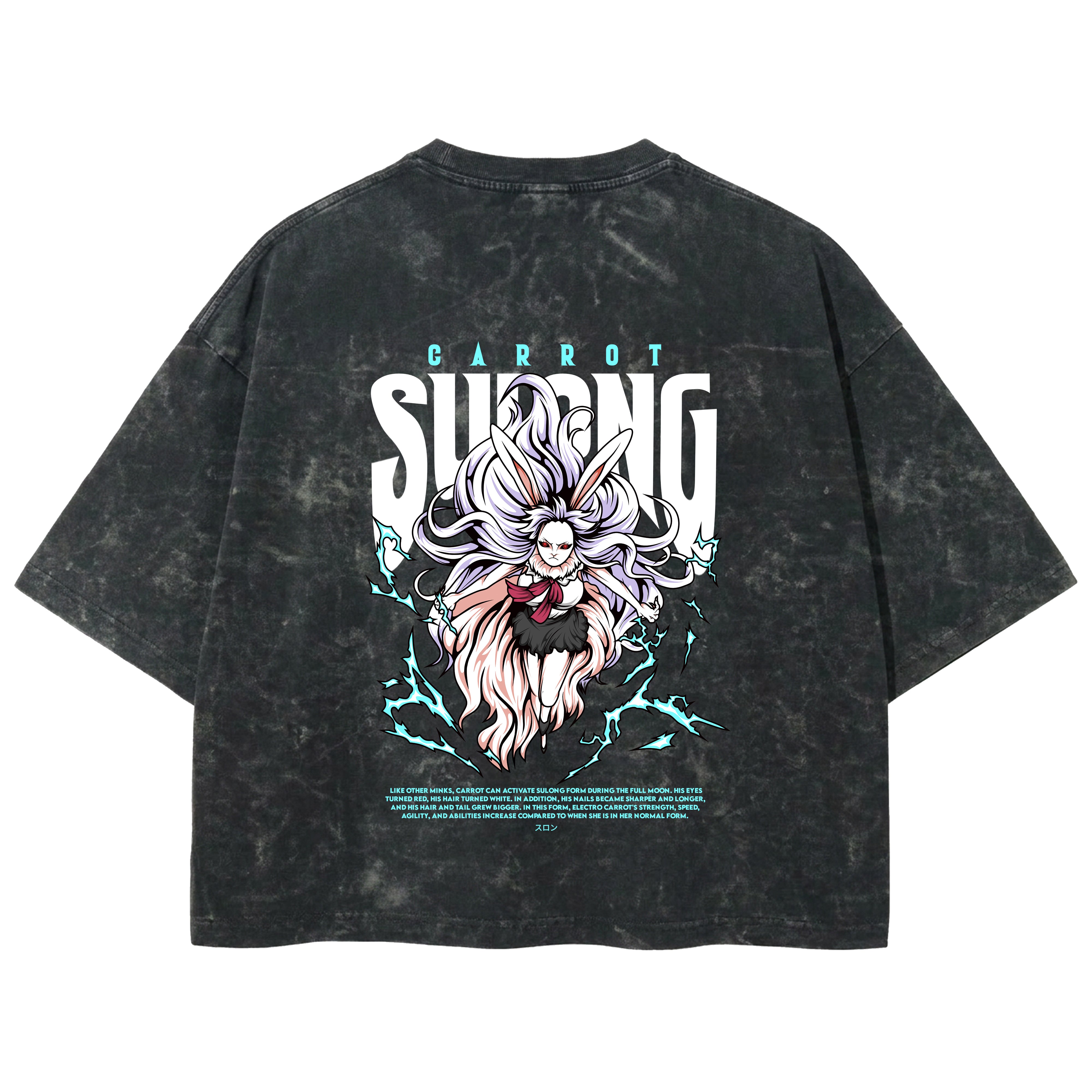 Playera streetwear premium de anime y gaming ExtraLife MX, corte boxy deluxe mineral wash heavyweight en color Acid Wash, moda urbana mexicana de culto.