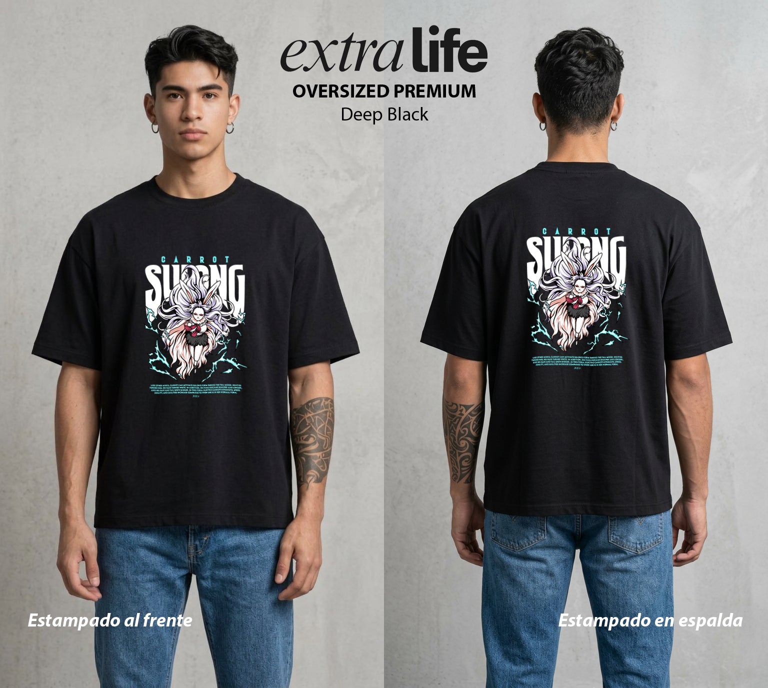 Mar de los Piratas | La Mink del Amanecer #03058 - Playera Oversized Premium | Deep Black - Foto en modelo