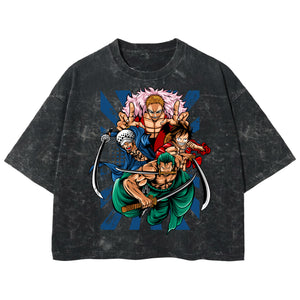 Playera streetwear premium de anime y gaming ExtraLife MX, corte boxy deluxe mineral wash heavyweight en color Acid Wash, moda urbana mexicana de culto.