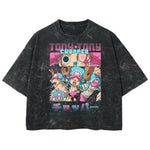Playera streetwear premium de anime y gaming ExtraLife MX, corte boxy deluxe mineral wash heavyweight en color Acid Wash, moda urbana mexicana de culto.