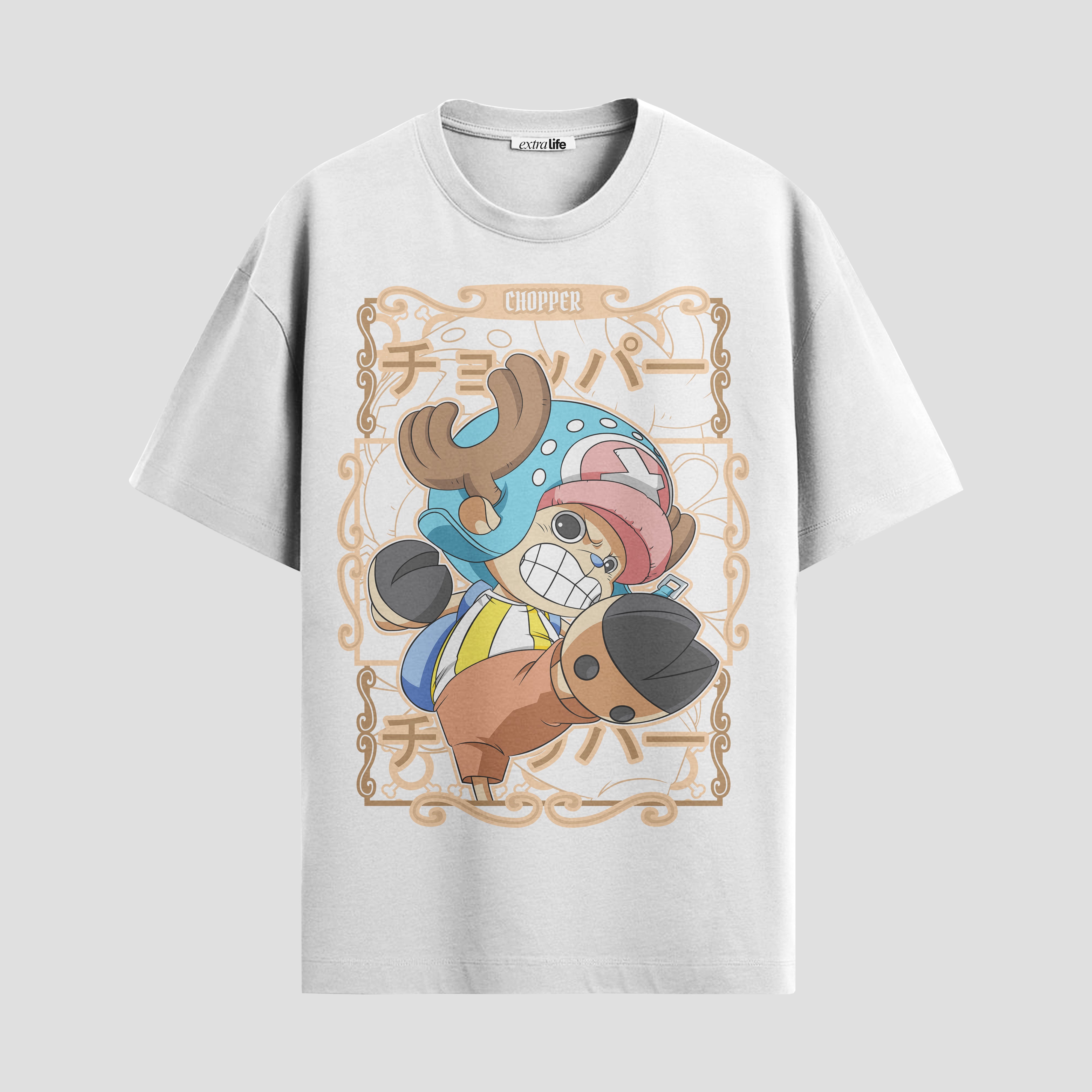 Playera urbana de anime y gaming ExtraLife MX, corte Standard Fit unisex ligero y transpirable en color Deep Black y Pure White, ropa de uso diario para gym y casual.