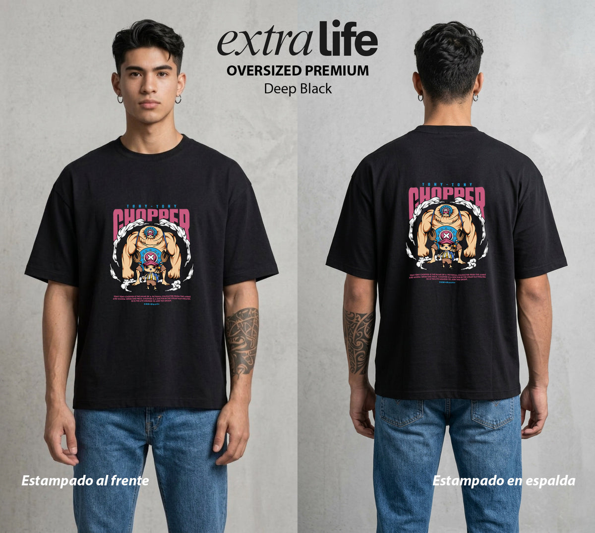 Mar de los Piratas | Reno y Medicina #03072 - Playera Oversized Premium | Deep Black - Foto en modelo