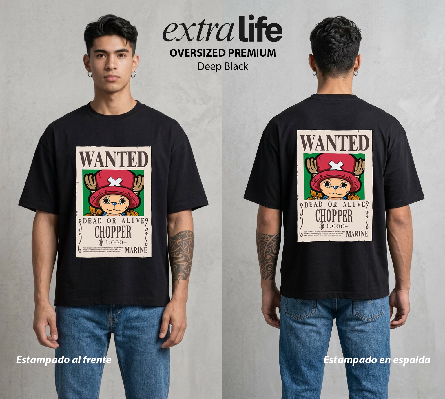 Mar de los Piratas | El Medico Reno Se Busca #03076 - Playera Oversized Premium | Deep Black - Foto en modelo