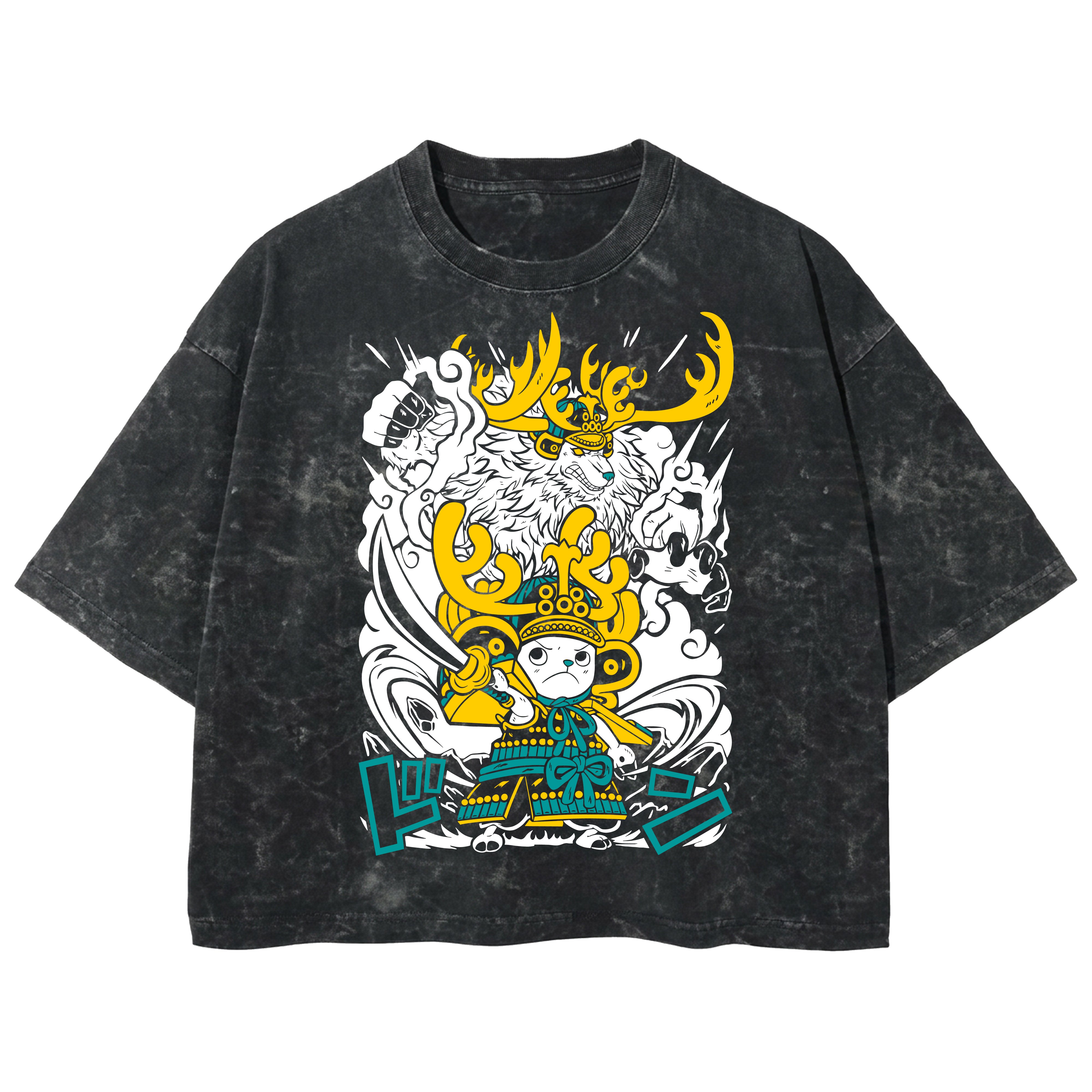 Playera streetwear premium de anime y gaming ExtraLife MX, corte boxy deluxe mineral wash heavyweight en color Acid Wash, moda urbana mexicana de culto.