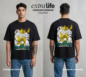 Mar de los Piratas | El Medico Reno #03078 - Playera Oversized Premium | Deep Black - Foto en modelo