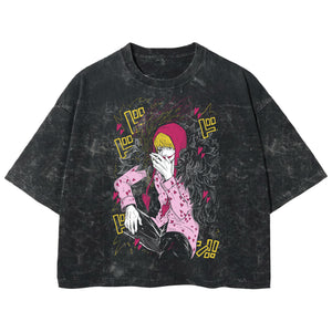 Playera streetwear premium de anime y gaming ExtraLife MX, corte boxy deluxe mineral wash heavyweight en color Acid Wash, moda urbana mexicana de culto.