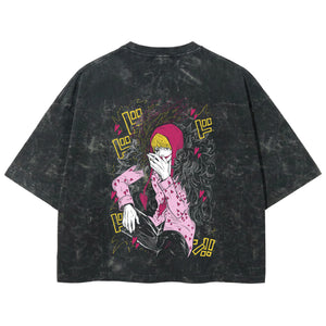 Playera streetwear premium de anime y gaming ExtraLife MX, corte boxy deluxe mineral wash heavyweight en color Acid Wash, moda urbana mexicana de culto.
