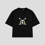 Playera streetwear premium de anime y gaming ExtraLife MX, corte oversized drop shoulder ligero y fresco en color Deep Black y Off-White, moda urbana mexicana de culto.