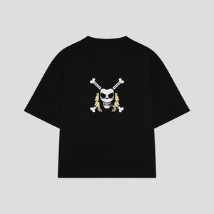 Playera streetwear premium de anime y gaming ExtraLife MX, corte oversized drop shoulder ligero y fresco en color Deep Black y Off-White, moda urbana mexicana de culto.