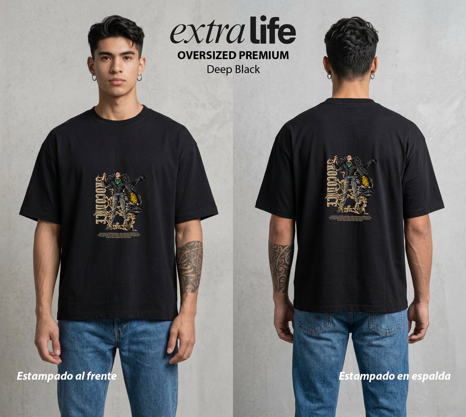 Mar de los Piratas | El Baron del Desierto #03083 - Playera Oversized Premium | Deep Black - Foto en modelo