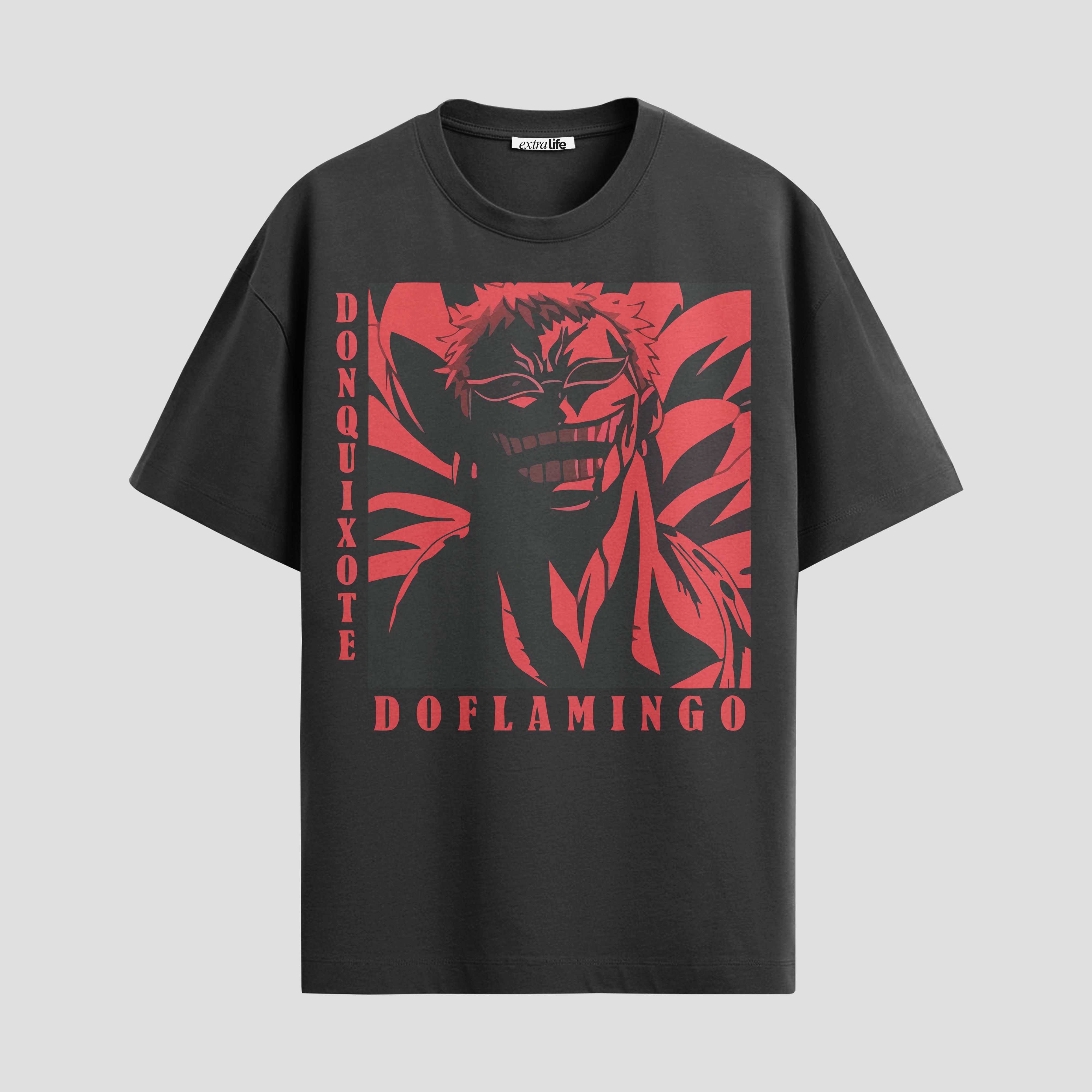 Playera urbana de anime y gaming ExtraLife MX, corte Standard Fit unisex ligero y transpirable en color Deep Black y Pure White, ropa de uso diario para gym y casual.