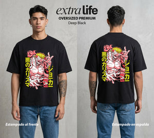 Mar de los Piratas | Hilo y Traicion #03091 - Playera Oversized Premium | Deep Black - Foto en modelo