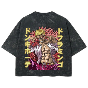 Playera streetwear premium de anime y gaming ExtraLife MX, corte boxy deluxe mineral wash heavyweight en color Acid Wash, moda urbana mexicana de culto.