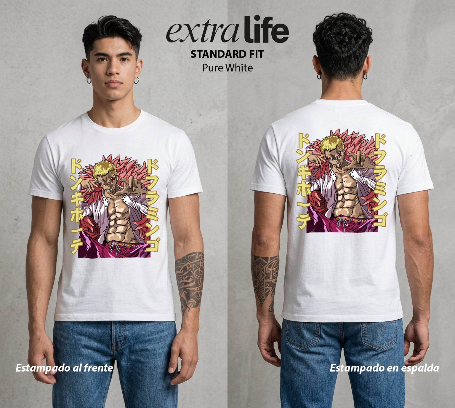 Mar de los Piratas | El Flamingo del Caos #03094 - Playera Standard Fit | Pure White - Foto en modelo