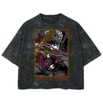 Playera streetwear premium de anime y gaming ExtraLife MX, corte boxy deluxe mineral wash heavyweight en color Acid Wash, moda urbana mexicana de culto.