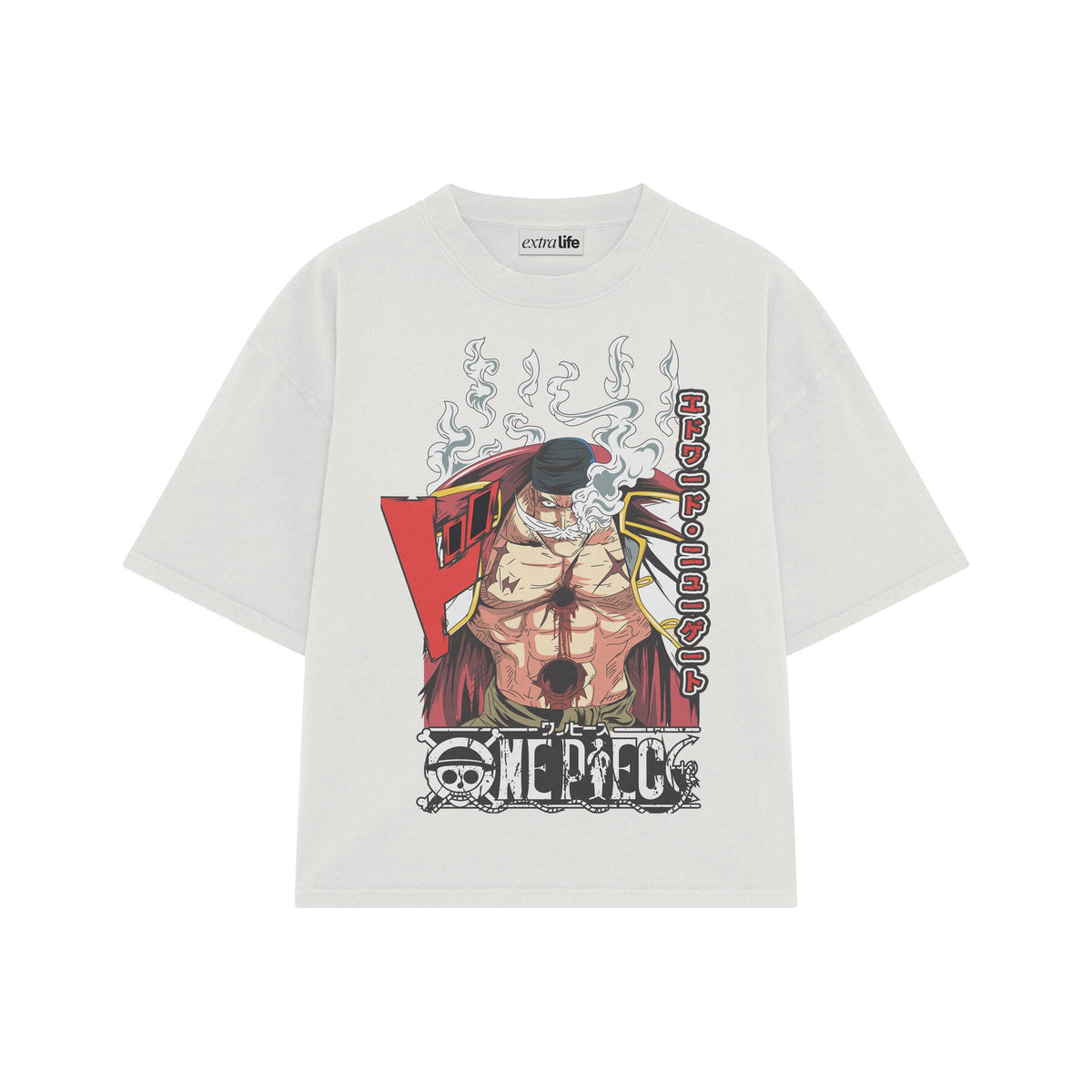 Playera streetwear premium de anime y gaming ExtraLife MX, corte oversized drop shoulder ligero y fresco en color Deep Black y Off-White, moda urbana mexicana de culto.