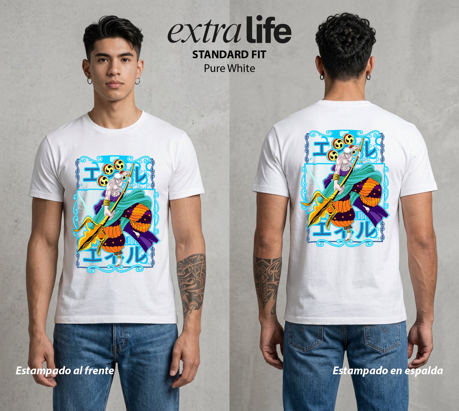 Mar de los Piratas | El Dios del Trueno #03100 - Playera Standard Fit | Pure White - Foto en modelo