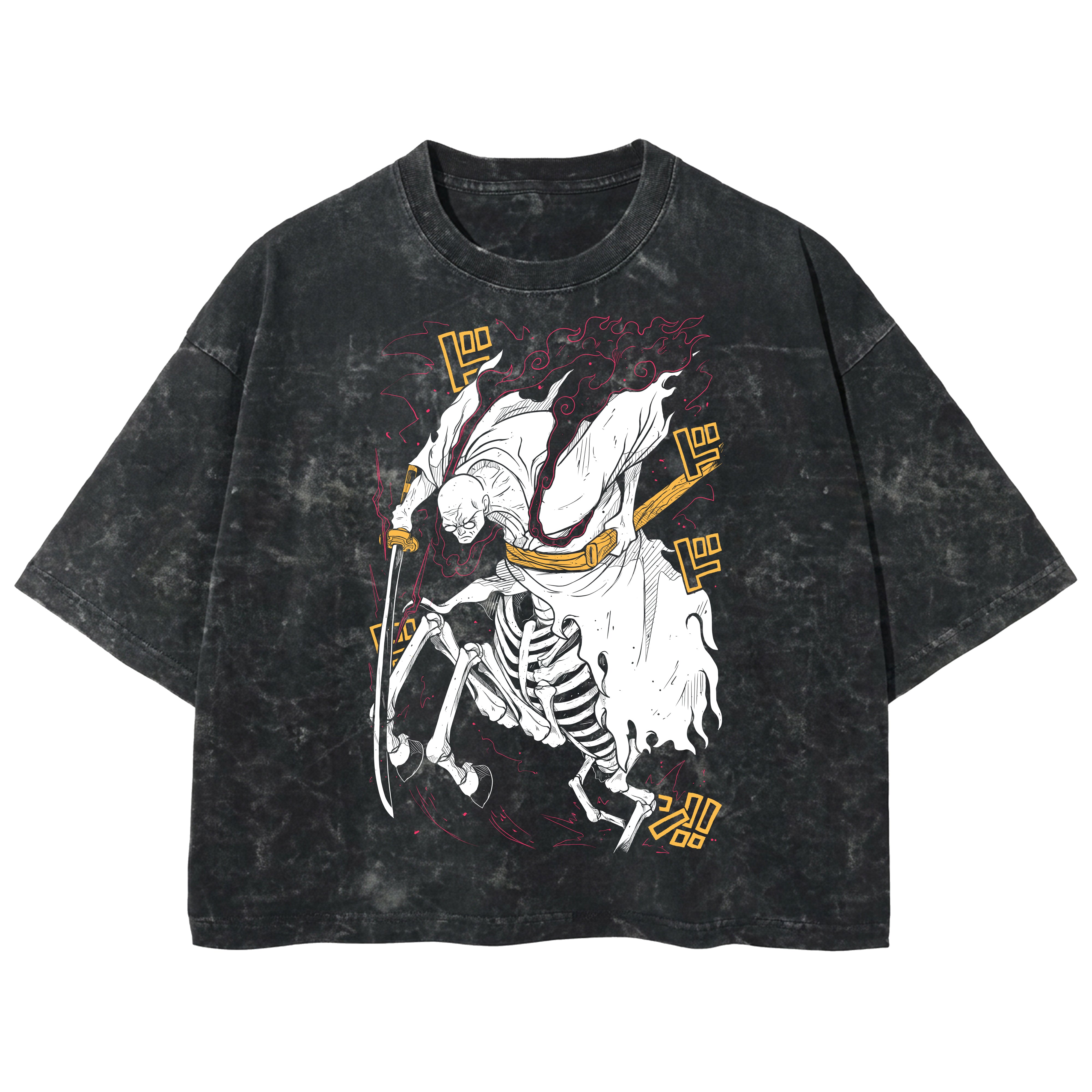 Playera streetwear premium de anime y gaming ExtraLife MX, corte boxy deluxe mineral wash heavyweight en color Acid Wash, moda urbana mexicana de culto.