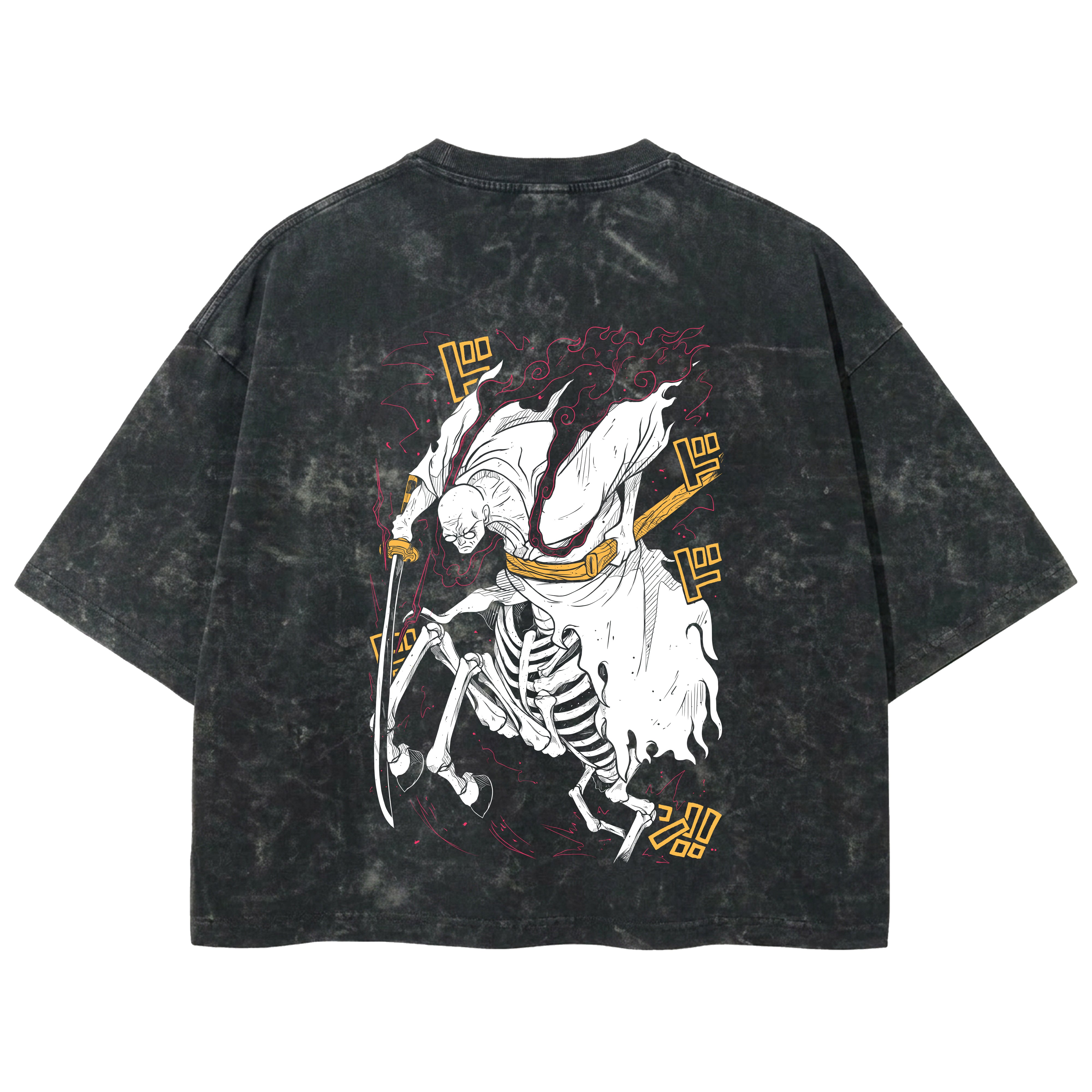 Playera streetwear premium de anime y gaming ExtraLife MX, corte boxy deluxe mineral wash heavyweight en color Acid Wash, moda urbana mexicana de culto.