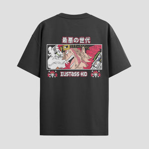 Playera urbana de anime y gaming ExtraLife MX, corte Standard Fit unisex ligero y transpirable en color Deep Black y Pure White, ropa de uso diario para gym y casual.