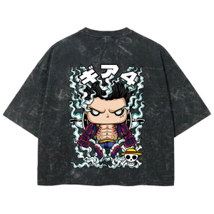 Playera streetwear premium de anime y gaming ExtraLife MX, corte boxy deluxe mineral wash heavyweight en color Acid Wash, moda urbana mexicana de culto.