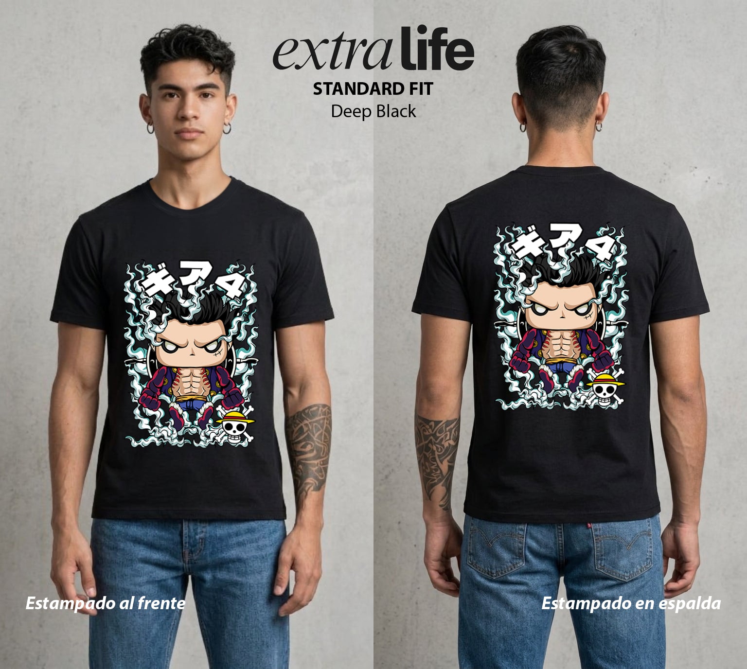 Mar de los Piratas | Engranaje del Capitan Pop Art #03109 - Playera Standard Fit | Deep Black - Foto en modelo
