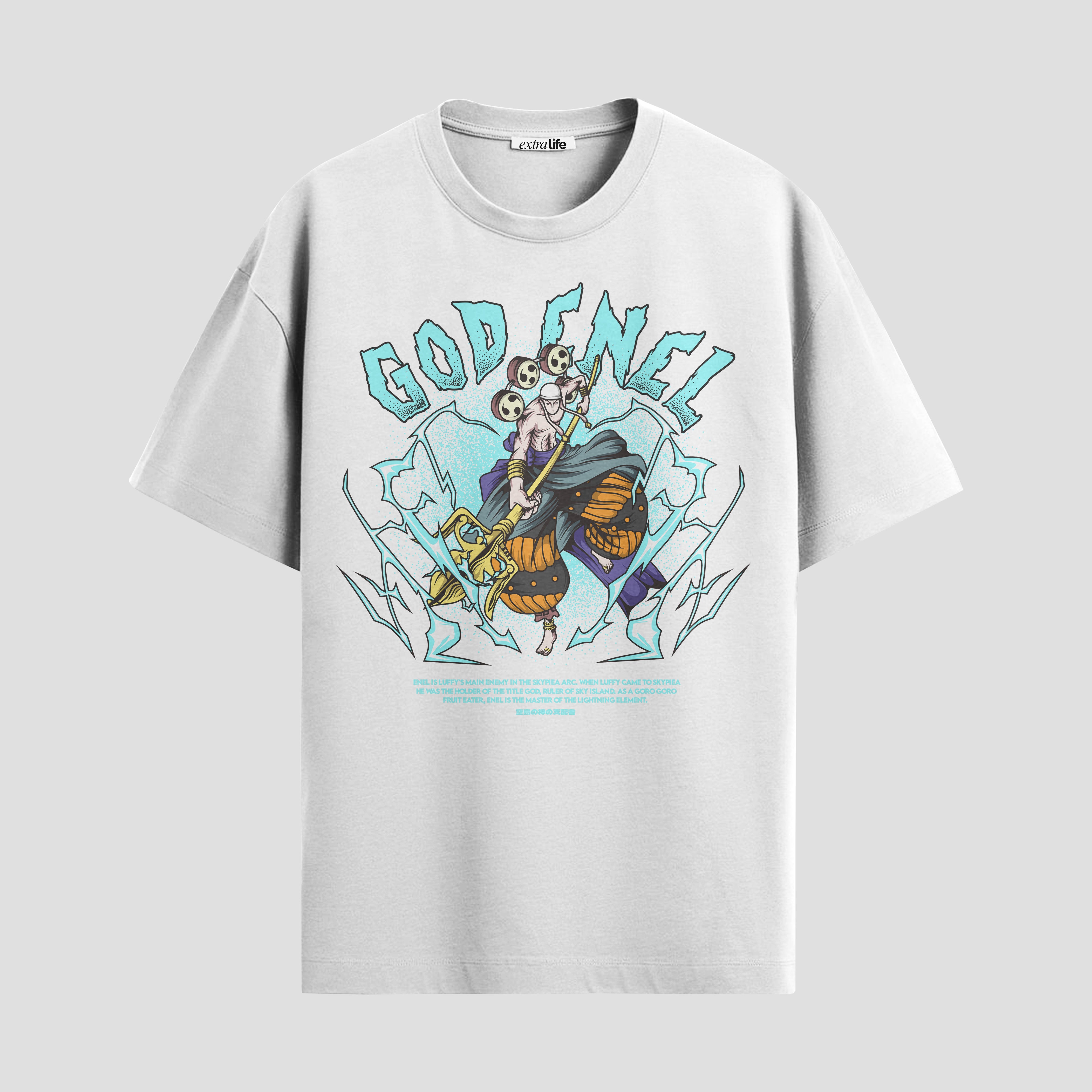 Playera urbana de anime y gaming ExtraLife MX, corte Standard Fit unisex ligero y transpirable en color Deep Black y Pure White, ropa de uso diario para gym y casual.
