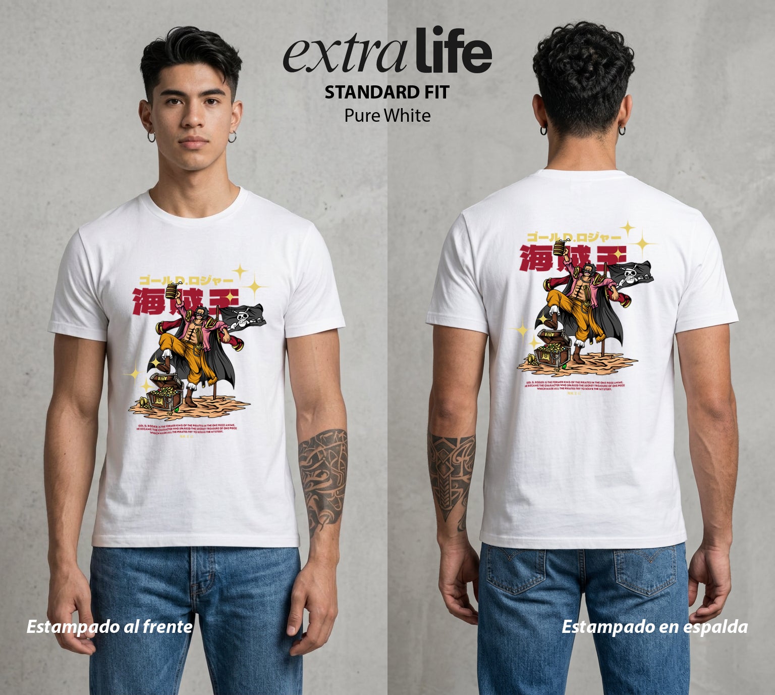 Mar de los Piratas | El Rey del Mar #03114 - Playera Standard Fit | Pure White - Foto en modelo