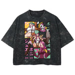 Playera streetwear premium de anime y gaming ExtraLife MX, corte boxy deluxe mineral wash heavyweight en color Acid Wash, moda urbana mexicana de culto.