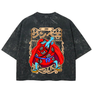 Playera streetwear premium de anime y gaming ExtraLife MX, corte boxy deluxe mineral wash heavyweight en color Acid Wash, moda urbana mexicana de culto.