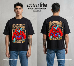 Mar de los Piratas | El Timon del Bien #03123 - Playera Oversized Premium | Deep Black - Foto en modelo