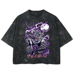 Playera streetwear premium de anime y gaming ExtraLife MX, corte boxy deluxe mineral wash heavyweight en color Acid Wash, moda urbana mexicana de culto.
