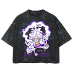 Playera streetwear premium de anime y gaming ExtraLife MX, corte boxy deluxe mineral wash heavyweight en color Acid Wash, moda urbana mexicana de culto.