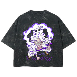 Playera streetwear premium de anime y gaming ExtraLife MX, corte boxy deluxe mineral wash heavyweight en color Acid Wash, moda urbana mexicana de culto.