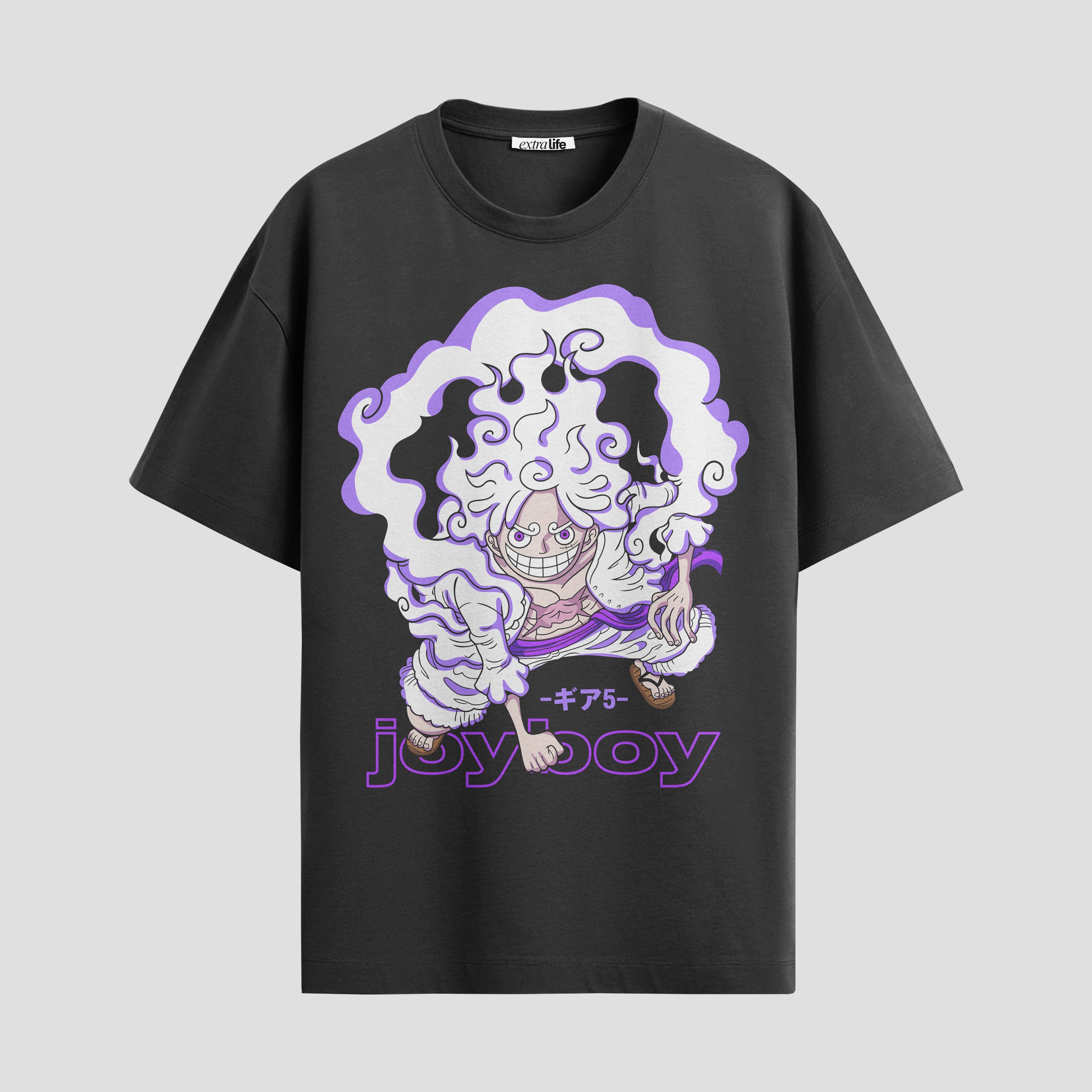 Playera urbana de anime y gaming ExtraLife MX, corte Standard Fit unisex ligero y transpirable en color Deep Black y Pure White, ropa de uso diario para gym y casual.