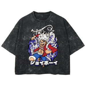 Playera streetwear premium de anime y gaming ExtraLife MX, corte boxy deluxe mineral wash heavyweight en color Acid Wash, moda urbana mexicana de culto.