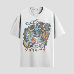 Playera urbana de anime y gaming ExtraLife MX, corte Standard Fit unisex ligero y transpirable en color Deep Black y Pure White, ropa de uso diario para gym y casual.