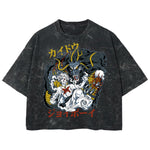 Playera streetwear premium de anime y gaming ExtraLife MX, corte boxy deluxe mineral wash heavyweight en color Acid Wash, moda urbana mexicana de culto.