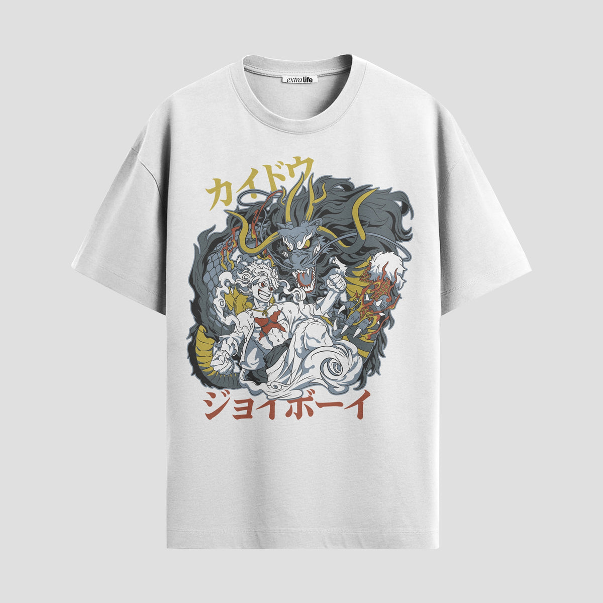 Playera urbana de anime y gaming ExtraLife MX, corte Classic Premium unisex ligero y transpirable en color Deep Black y Pure White, ropa de uso diario para gym y casual.