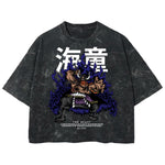 Playera streetwear premium de anime y gaming ExtraLife MX, corte boxy deluxe mineral wash heavyweight en color Acid Wash, moda urbana mexicana de culto.