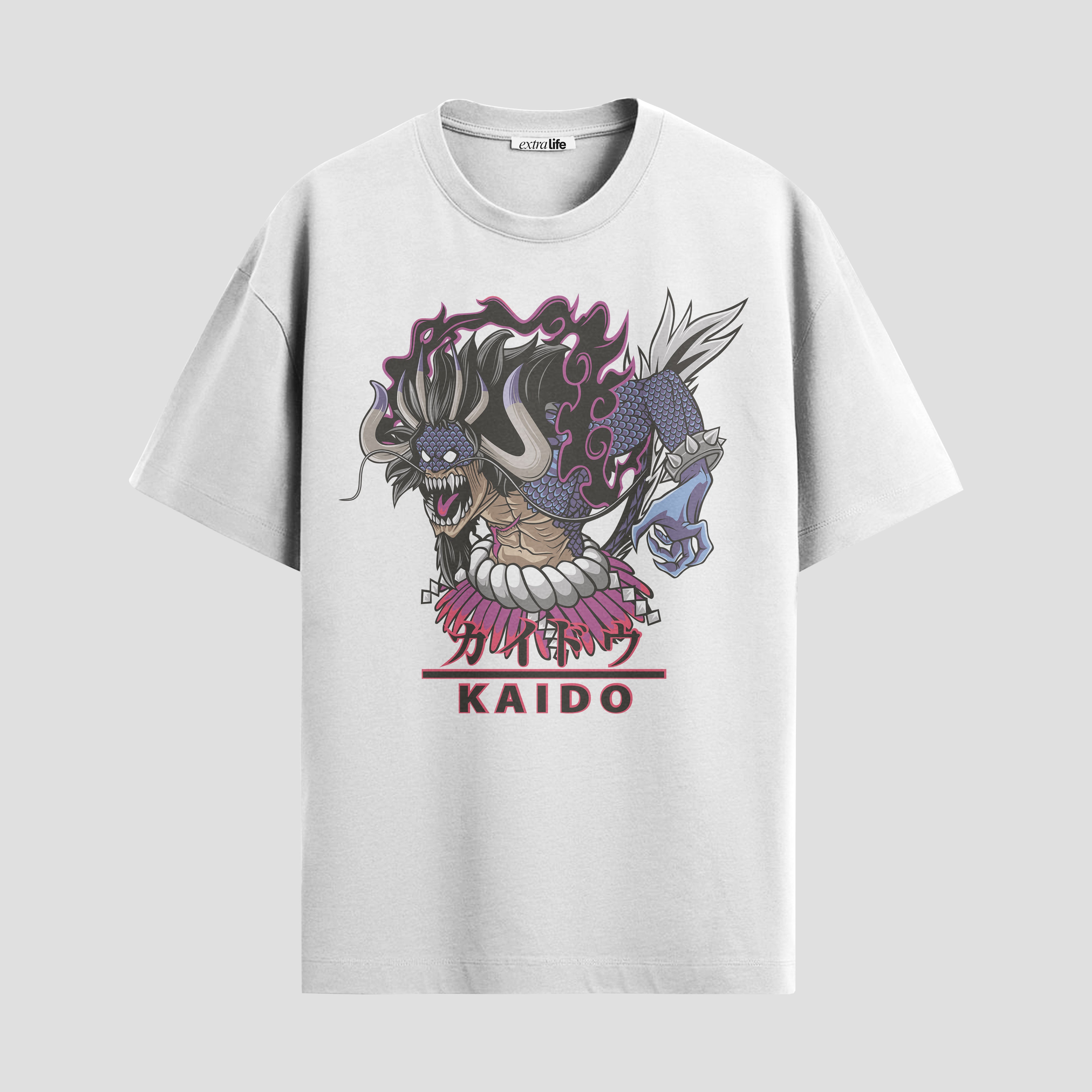 Playera urbana de anime y gaming ExtraLife MX, corte Standard Fit unisex ligero y transpirable en color Deep Black y Pure White, ropa de uso diario para gym y casual.