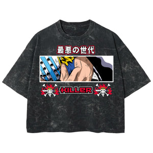 Playera streetwear premium de anime y gaming ExtraLife MX, corte boxy deluxe mineral wash heavyweight en color Acid Wash, moda urbana mexicana de culto.